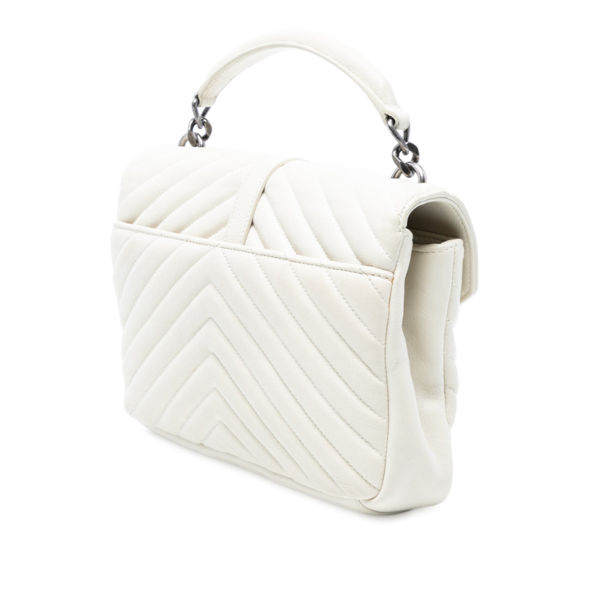 Medium Chevron Sheepskin Monogram College Satchel