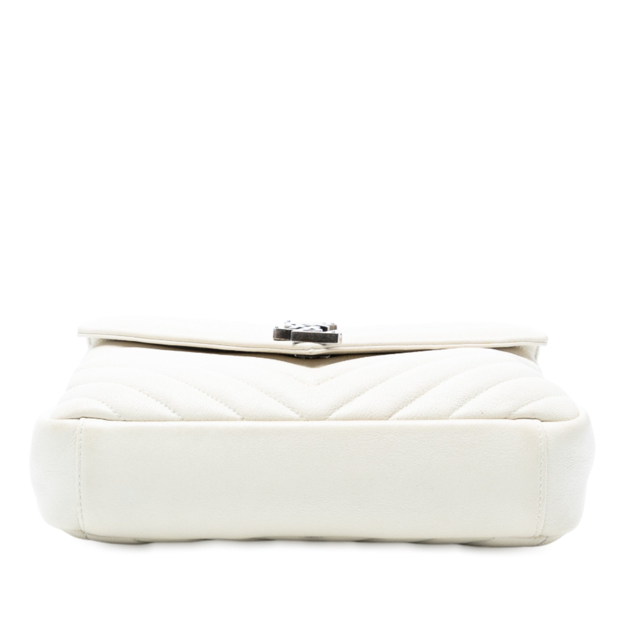 Medium Chevron Sheepskin Monogram College Satchel