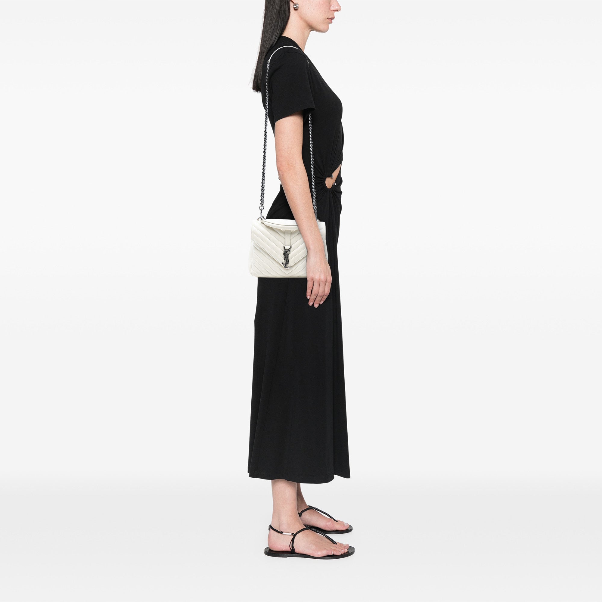 Medium Chevron Sheepskin Monogram College Satchel