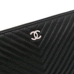 CC Chevron Caviar Pouch
