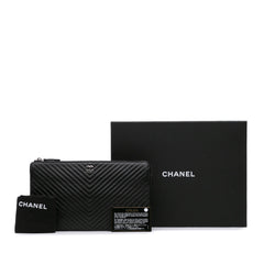 CC Chevron Caviar Pouch