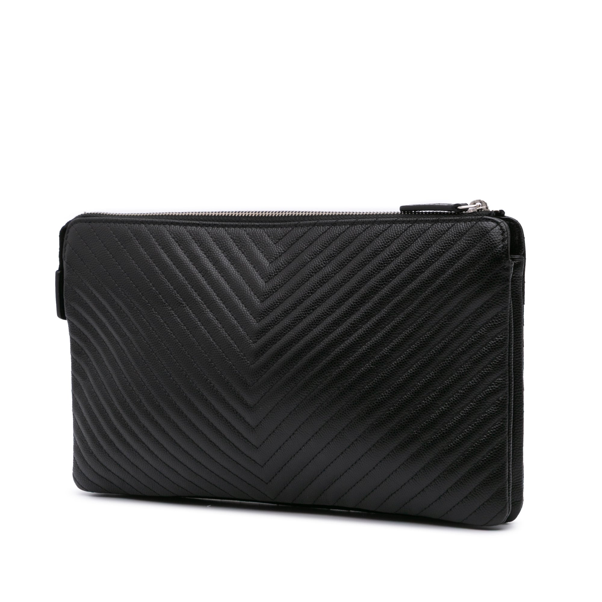 CC Chevron Caviar Pouch