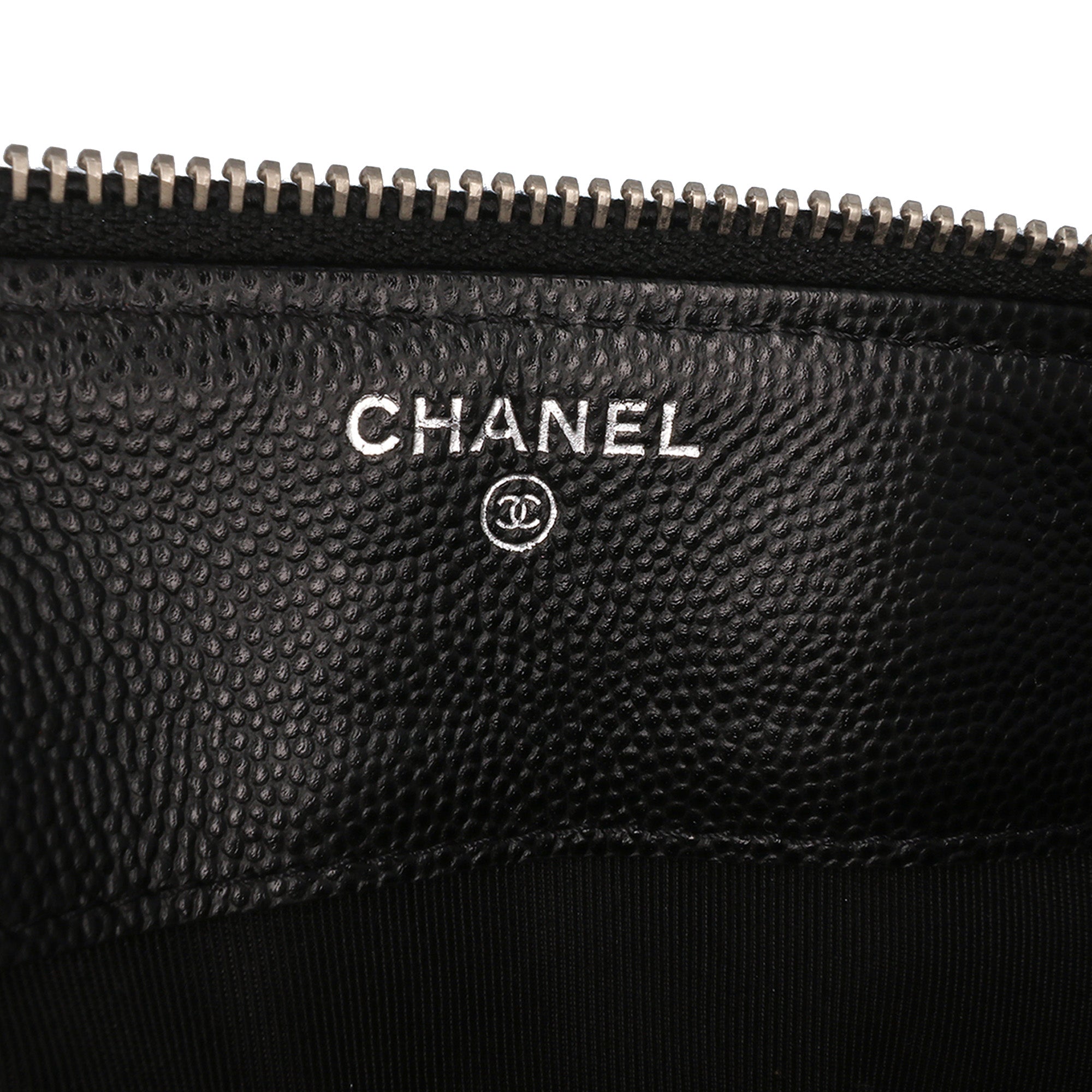 CC Chevron Caviar Pouch