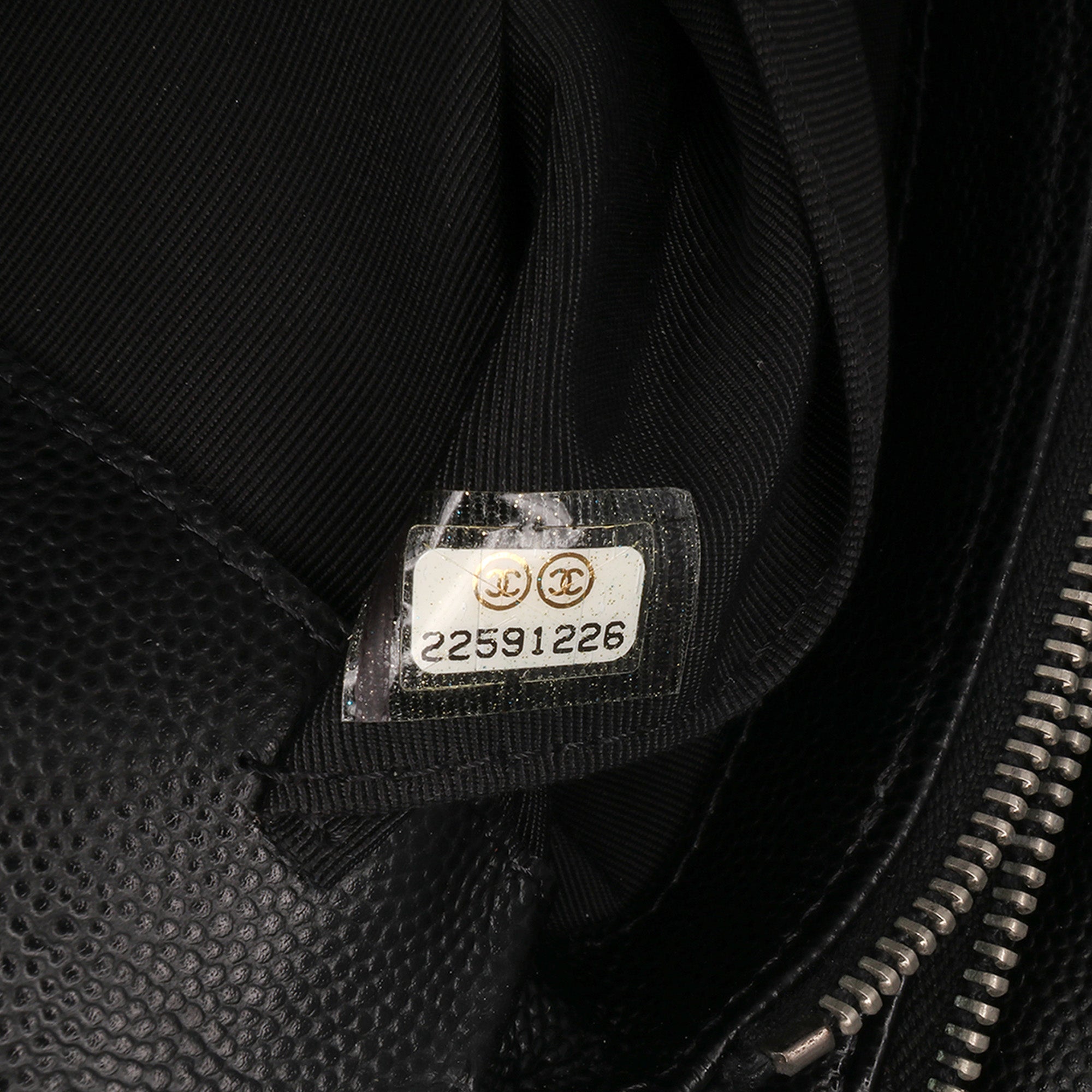 CC Chevron Caviar Pouch