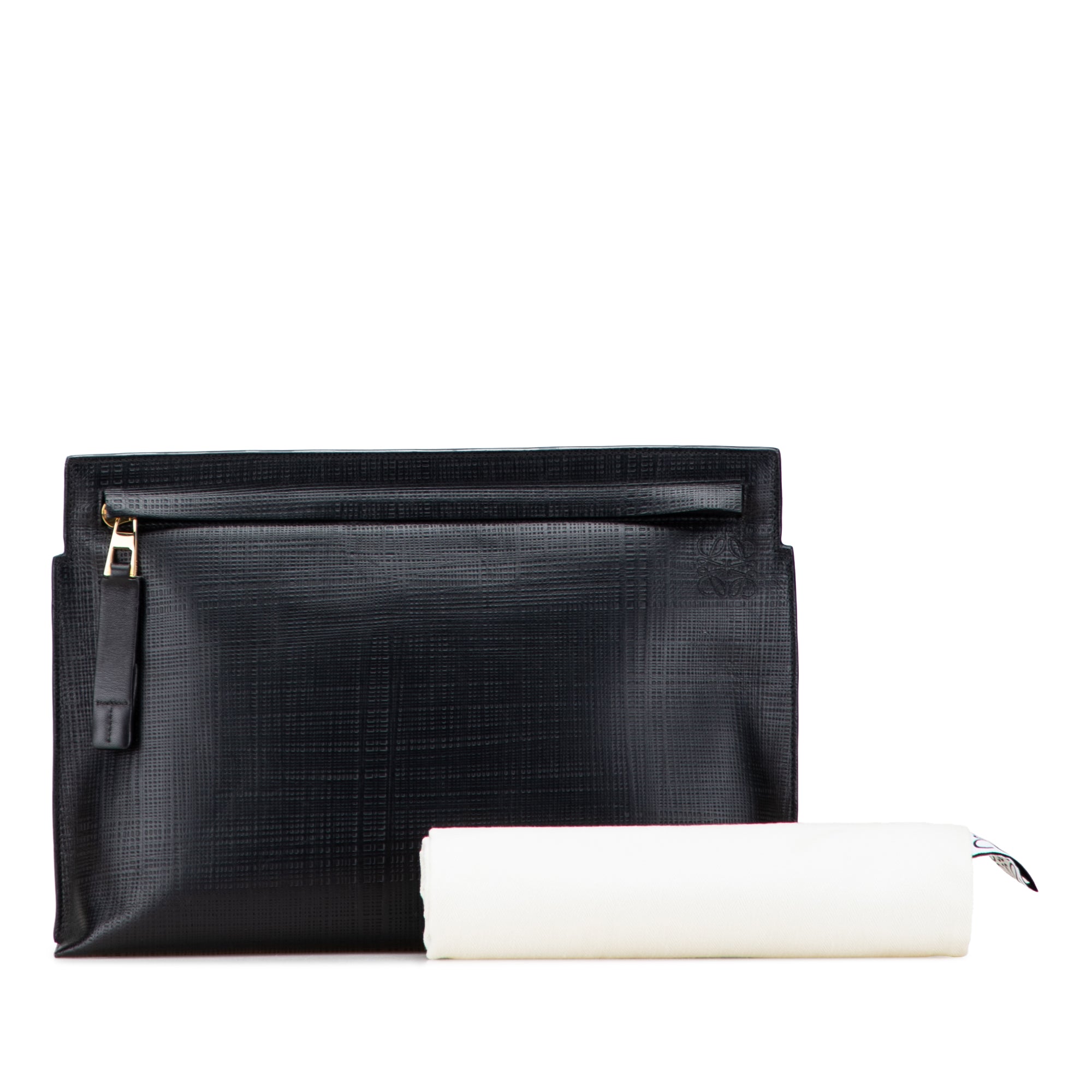 Leather Anagram T Clutch