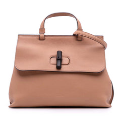 Medium Leather Bamboo Daily Satchel
