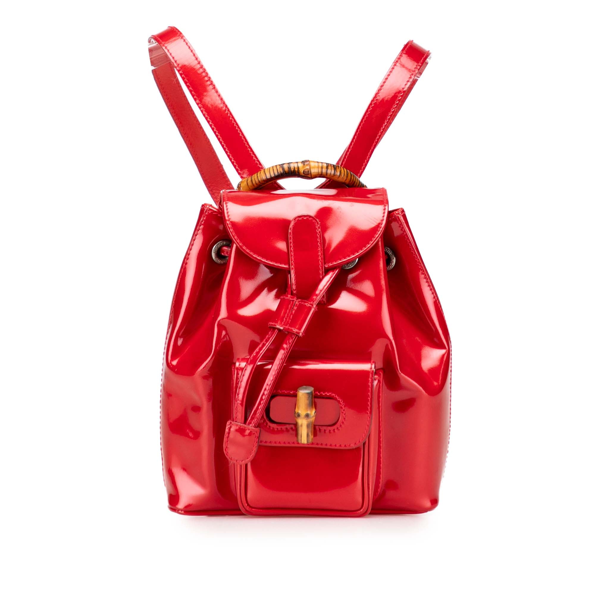 Mini Patent Bamboo Drawstring Backpack