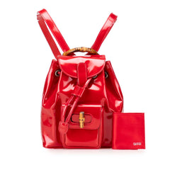 Mini Patent Bamboo Drawstring Backpack