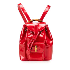 Mini Patent Bamboo Drawstring Backpack