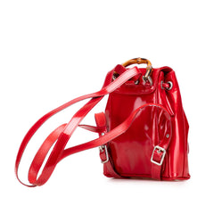 Mini Patent Bamboo Drawstring Backpack