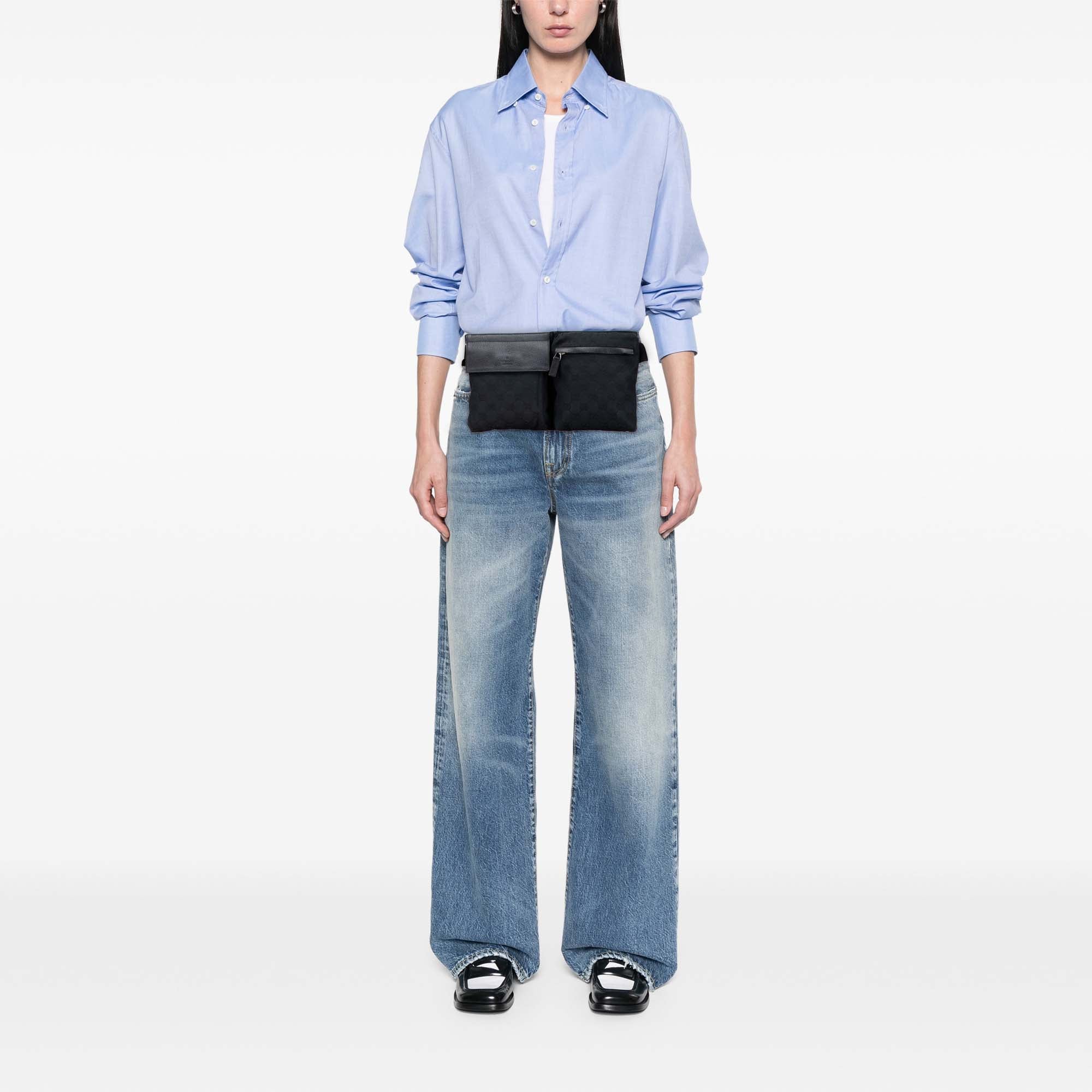 GG Canvas Double Pocket Belt Bag