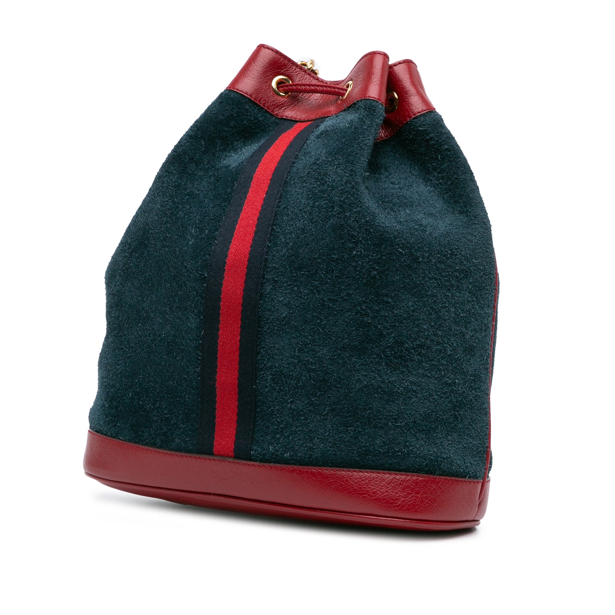 Web Suede and Calfskin Rajah Bucket Bag