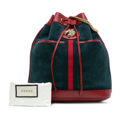 Web Suede and Calfskin Rajah Bucket Bag