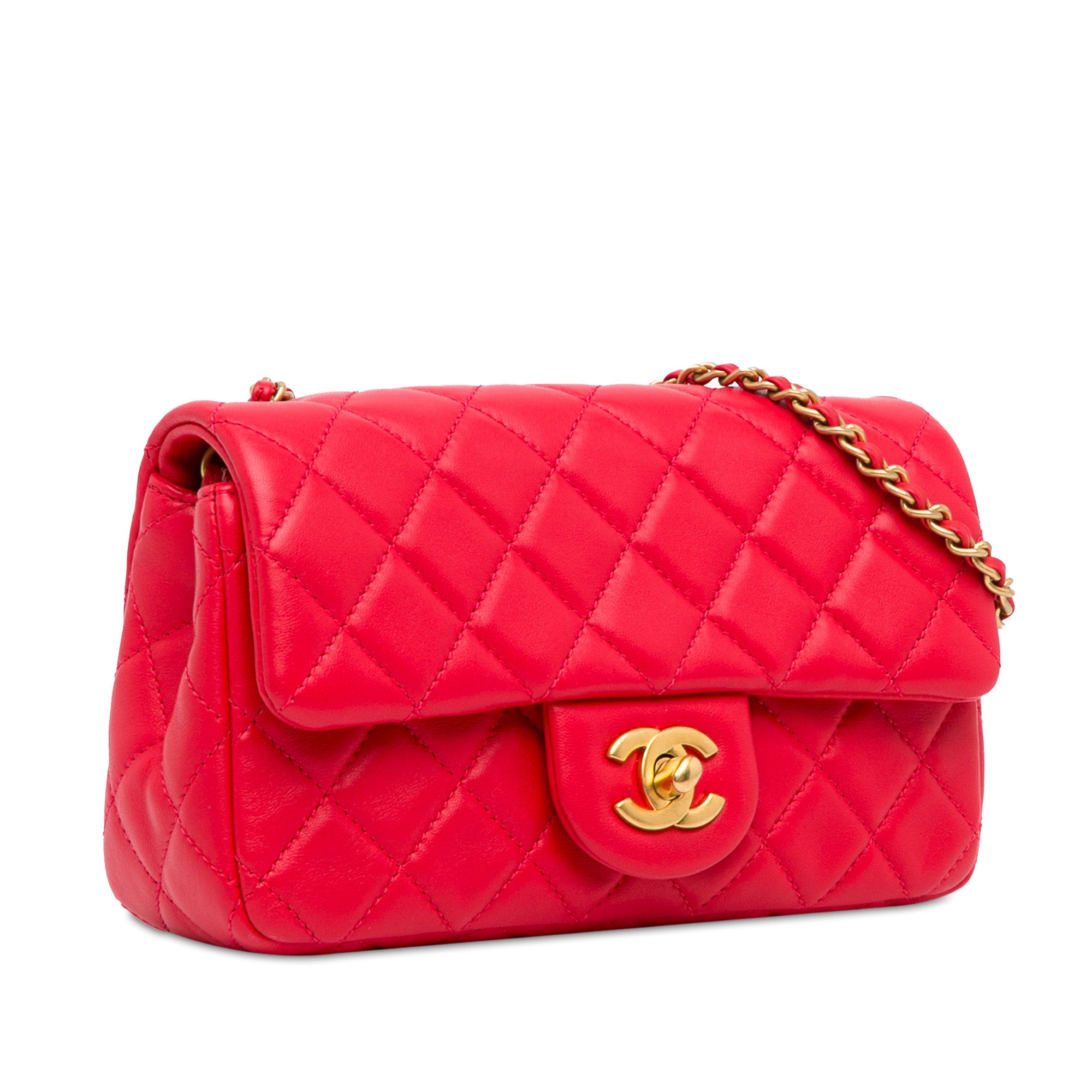 Mini Rectangular Lambskin Pearl Crush Flap