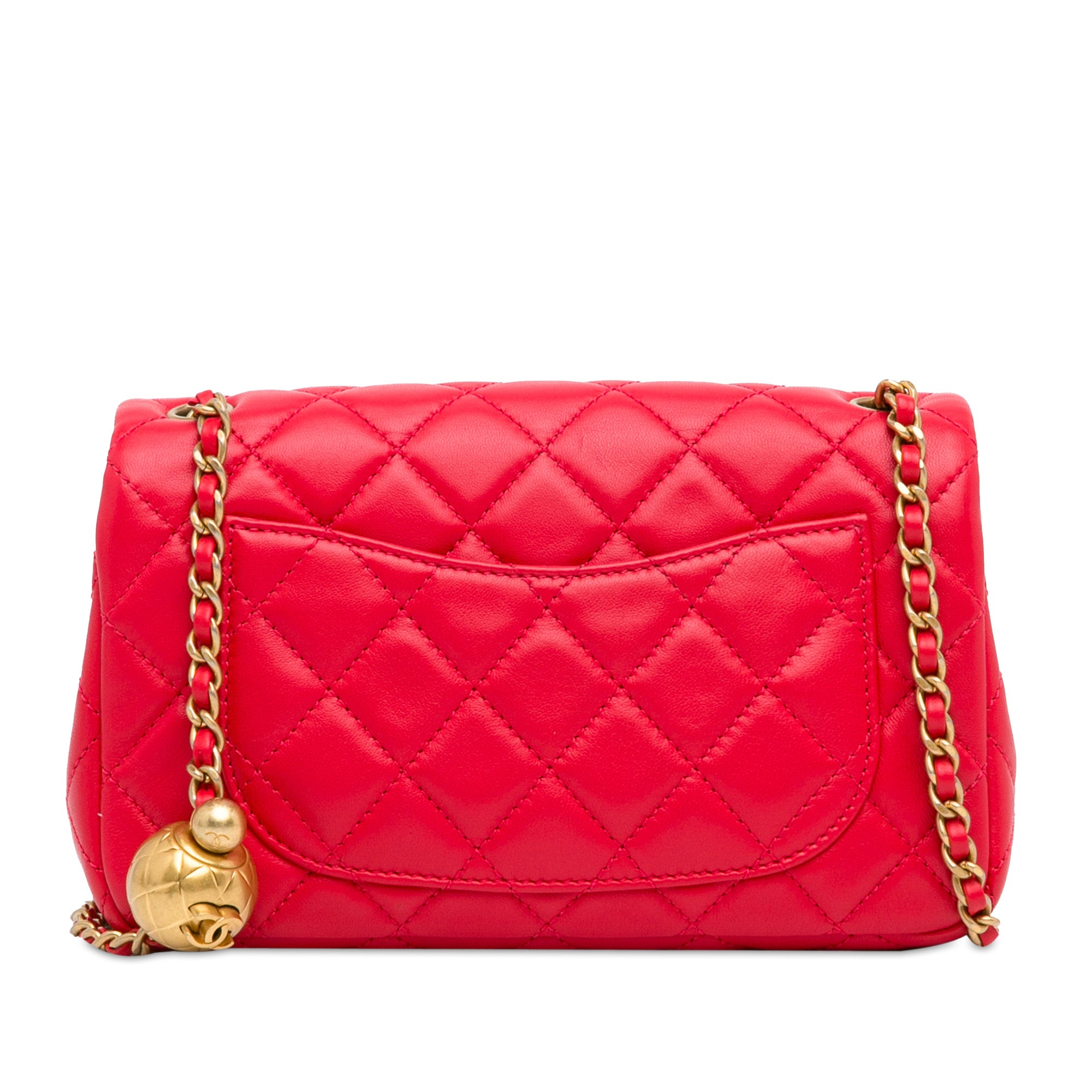 Mini Rectangular Lambskin Pearl Crush Flap