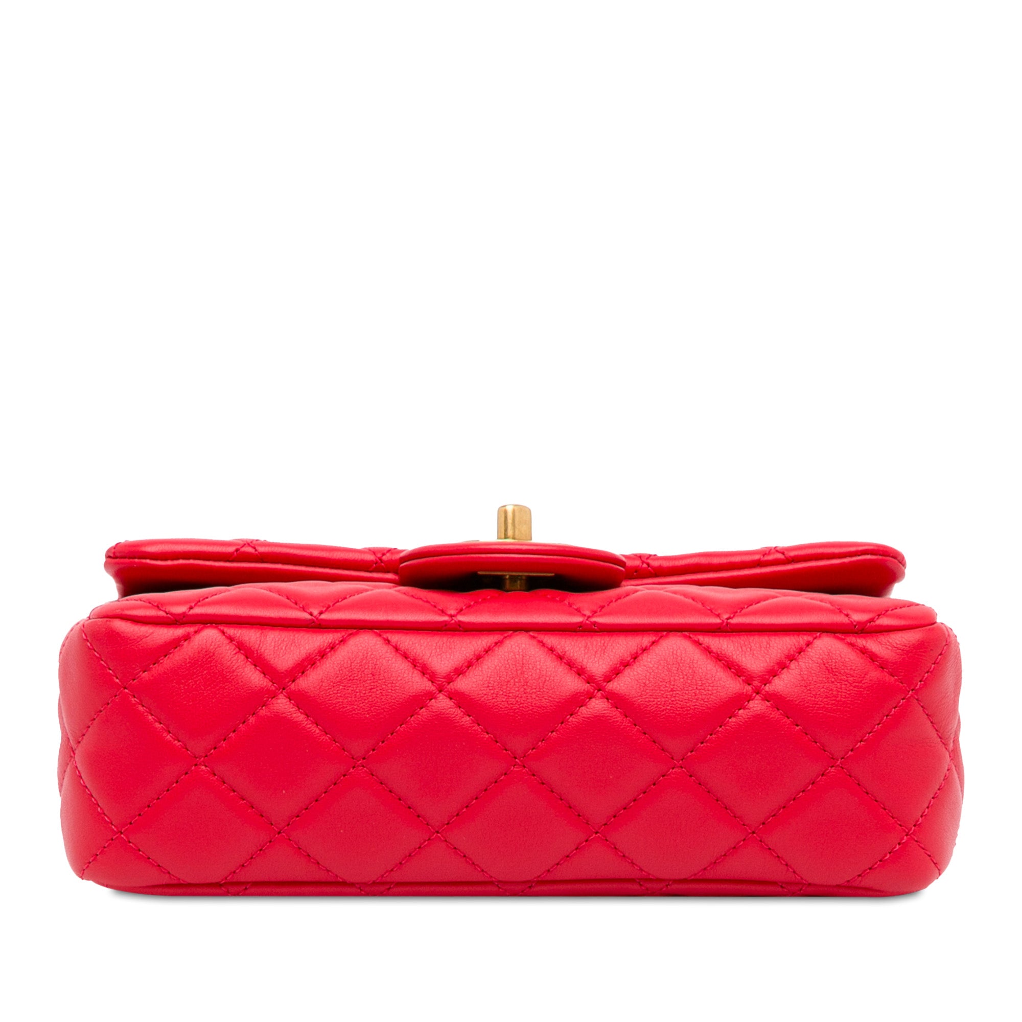 Mini Rectangular Lambskin Pearl Crush Flap