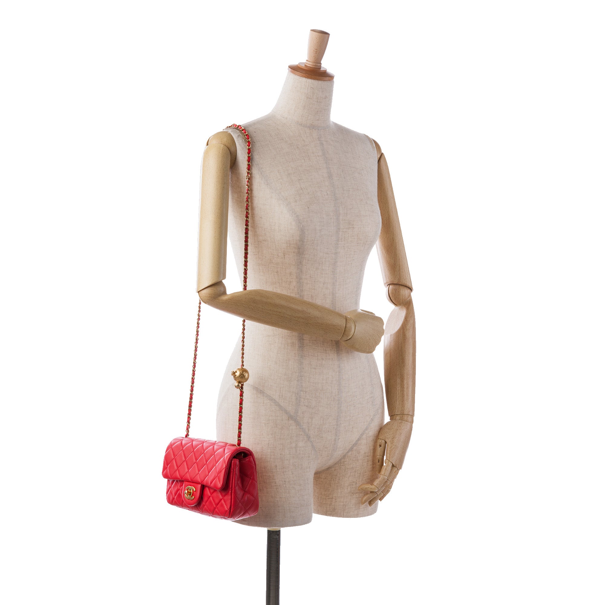 Mini Rectangular Lambskin Pearl Crush Flap