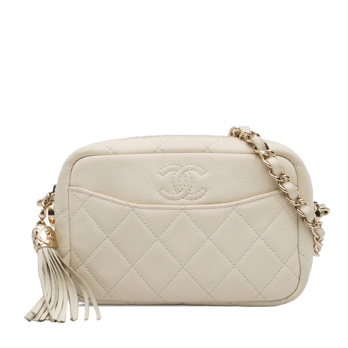 Small CC Flat Quilted Caviar Camera Bag