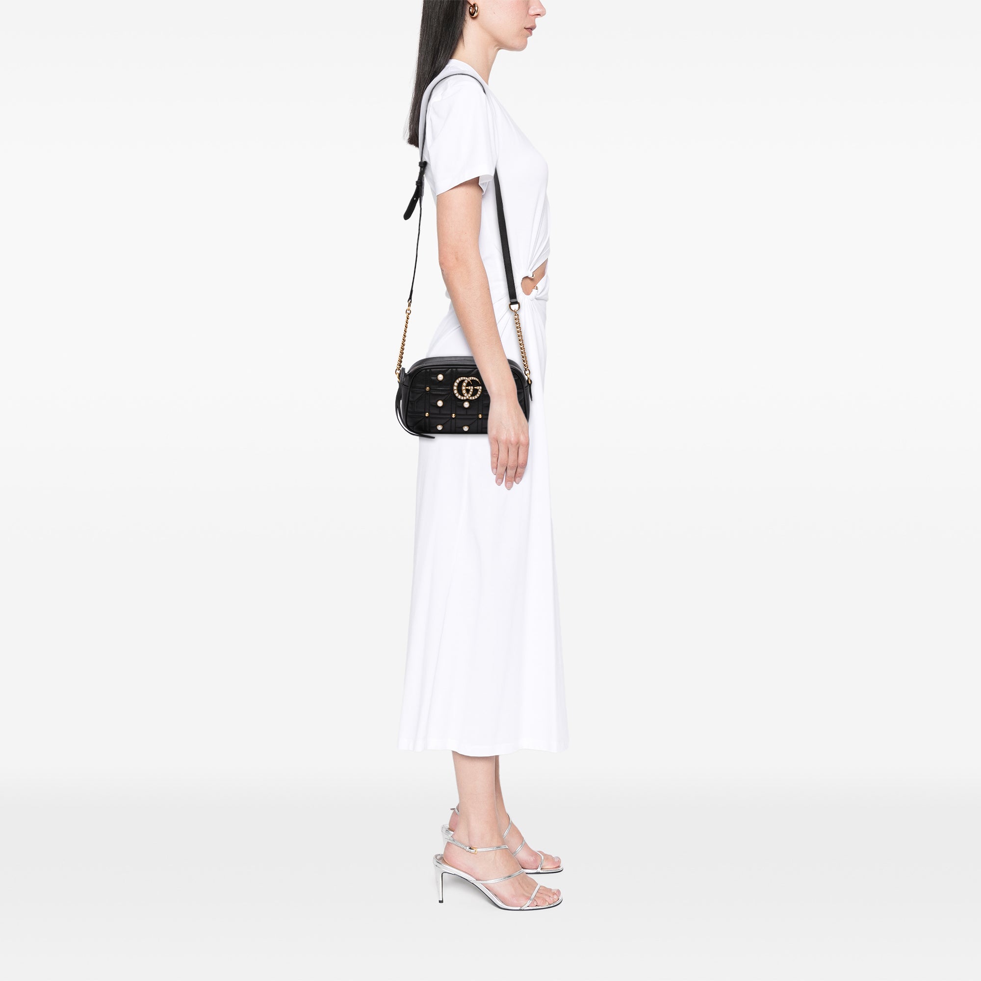 Small GG Marmont Matelasse Leather Pearl Studded Crossbody