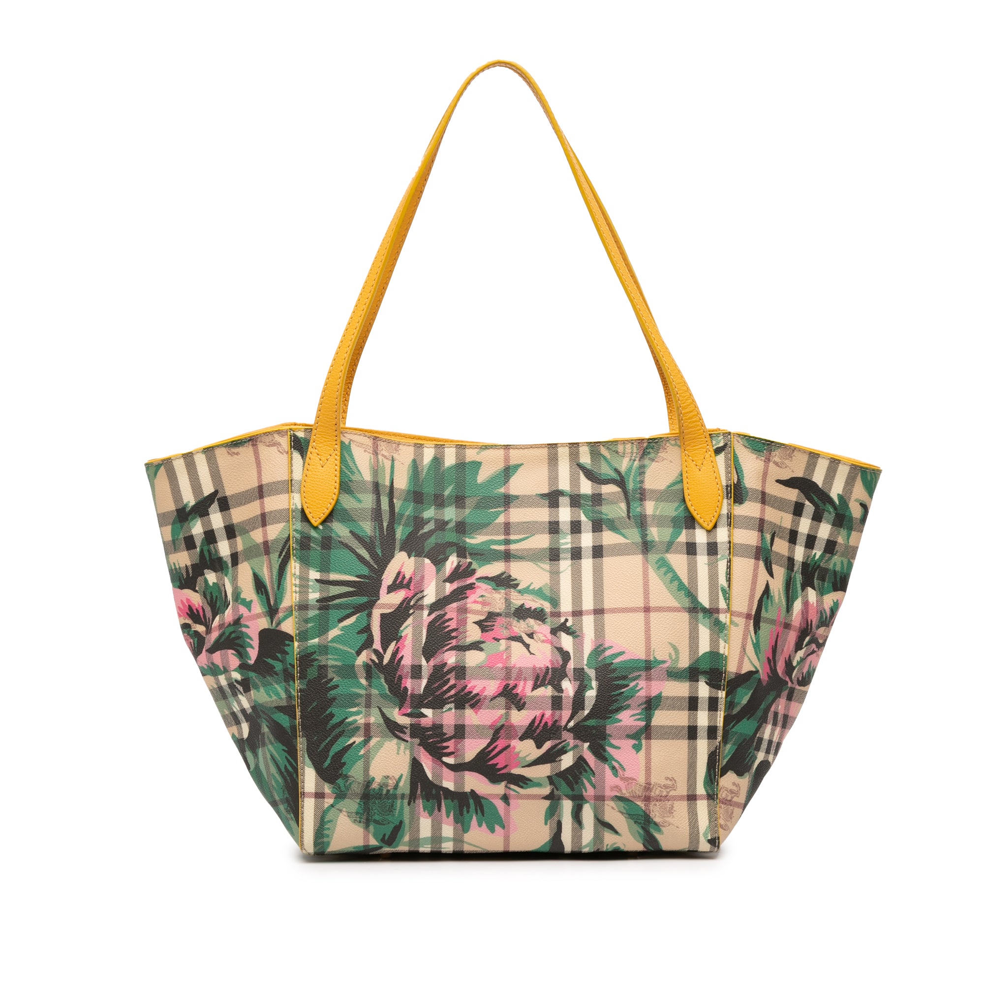 Small Haymarket Check Floral Print Coated Canvas Canterbury Tote