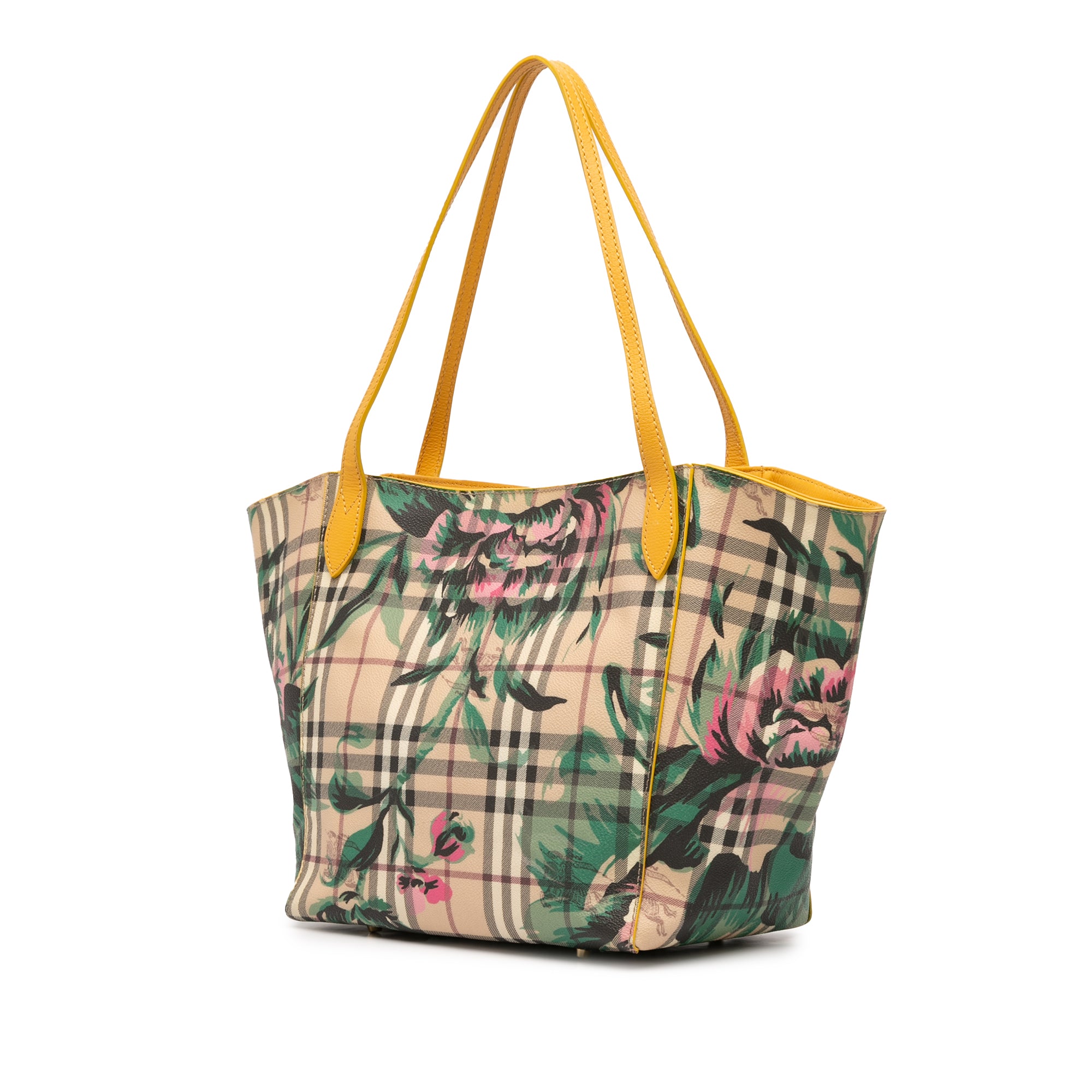 Small Haymarket Check Floral Print Coated Canvas Canterbury Tote