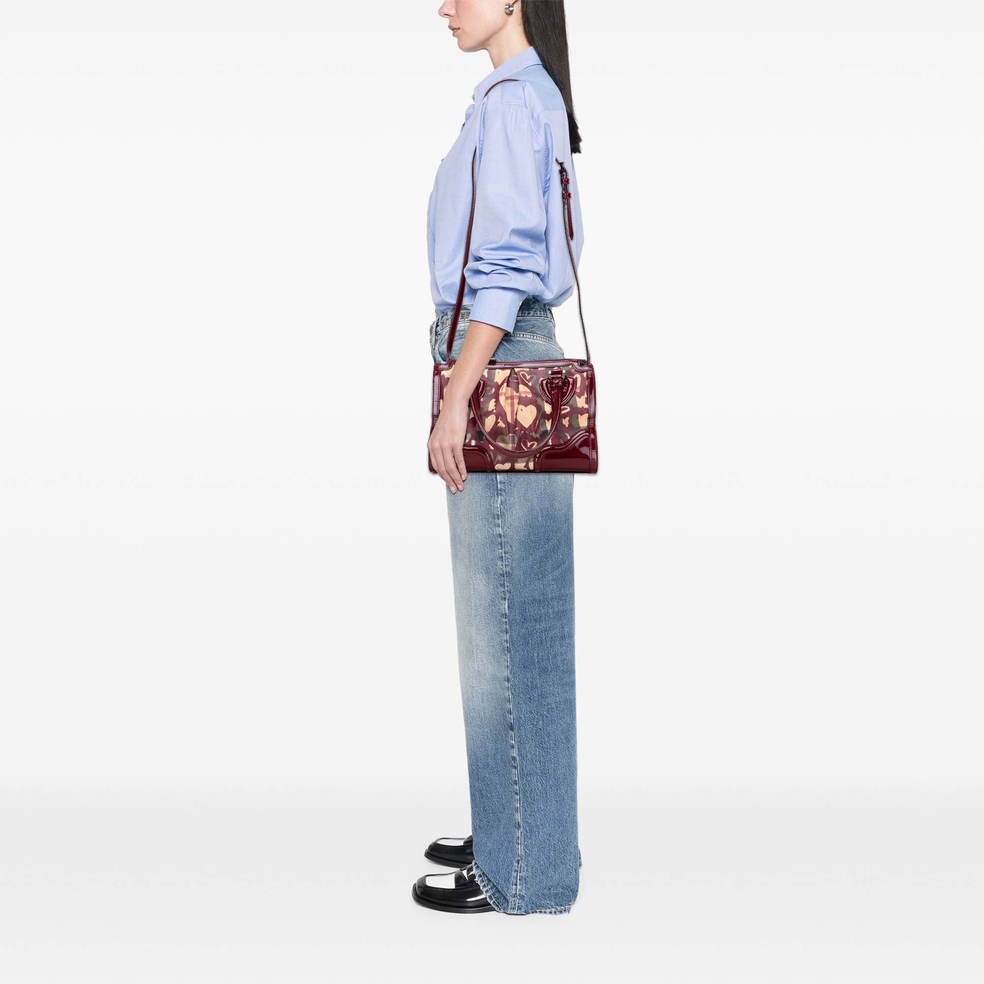 Nova Check Coated Canvas Hearts Pilgrim Satchel