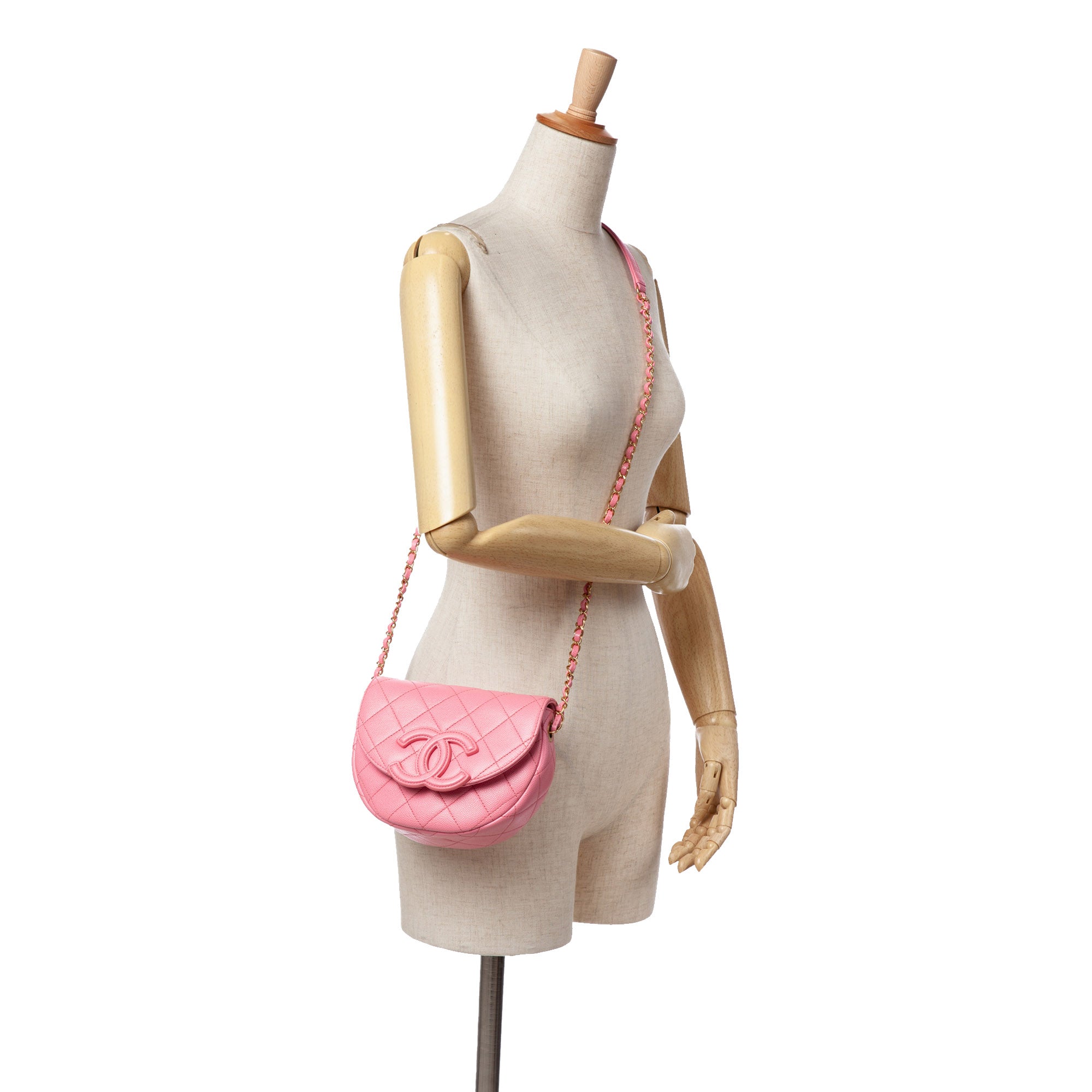 Mini CC Quilted Caviar Messenger Flap