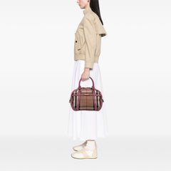 Small Leather Trimmed House Check Canvas Bridle Orchard Satchel