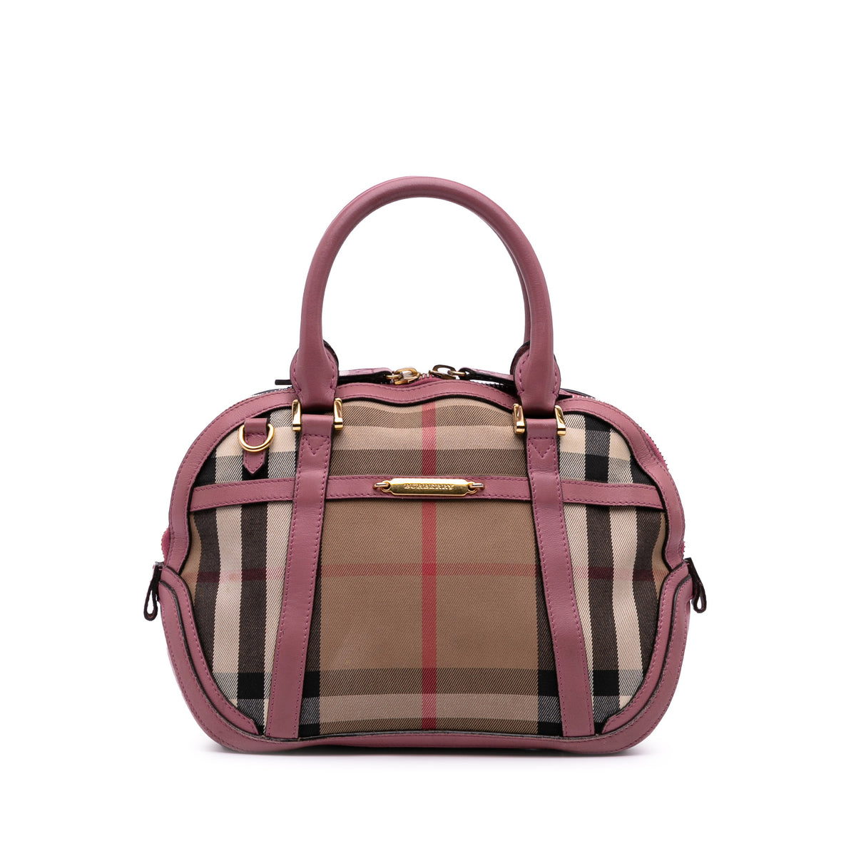 Small Leather Trimmed House Check Canvas Bridle Orchard Satchel
