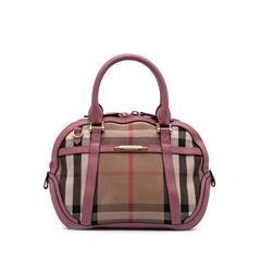 Small Leather Trimmed House Check Canvas Bridle Orchard Satchel