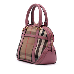 Small Leather Trimmed House Check Canvas Bridle Orchard Satchel