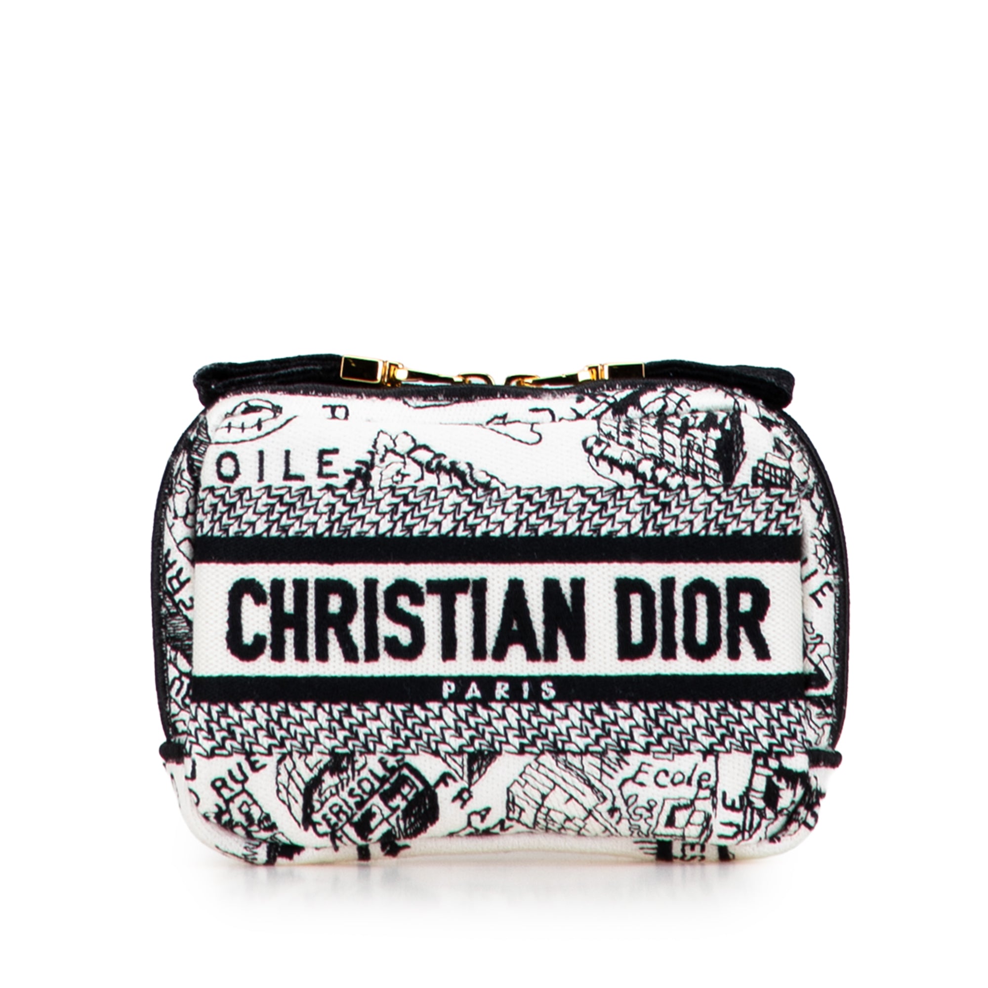 Canvas Embroidered Plan De Paris Cosmetic Pouch