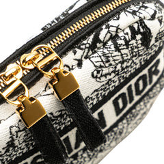 Canvas Embroidered Plan De Paris Cosmetic Pouch