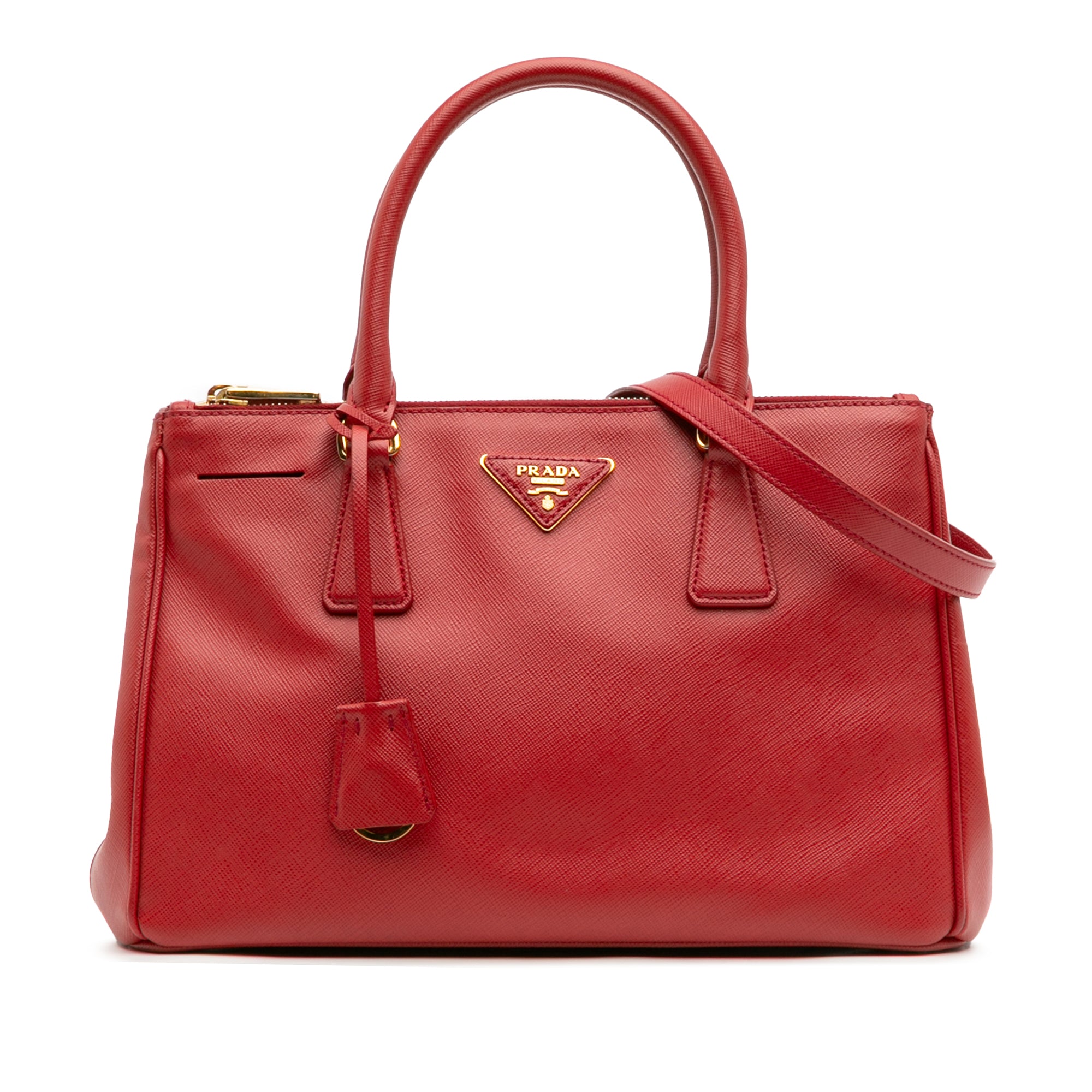 Small Saffiano Lux Galleria Double Zip Satchel