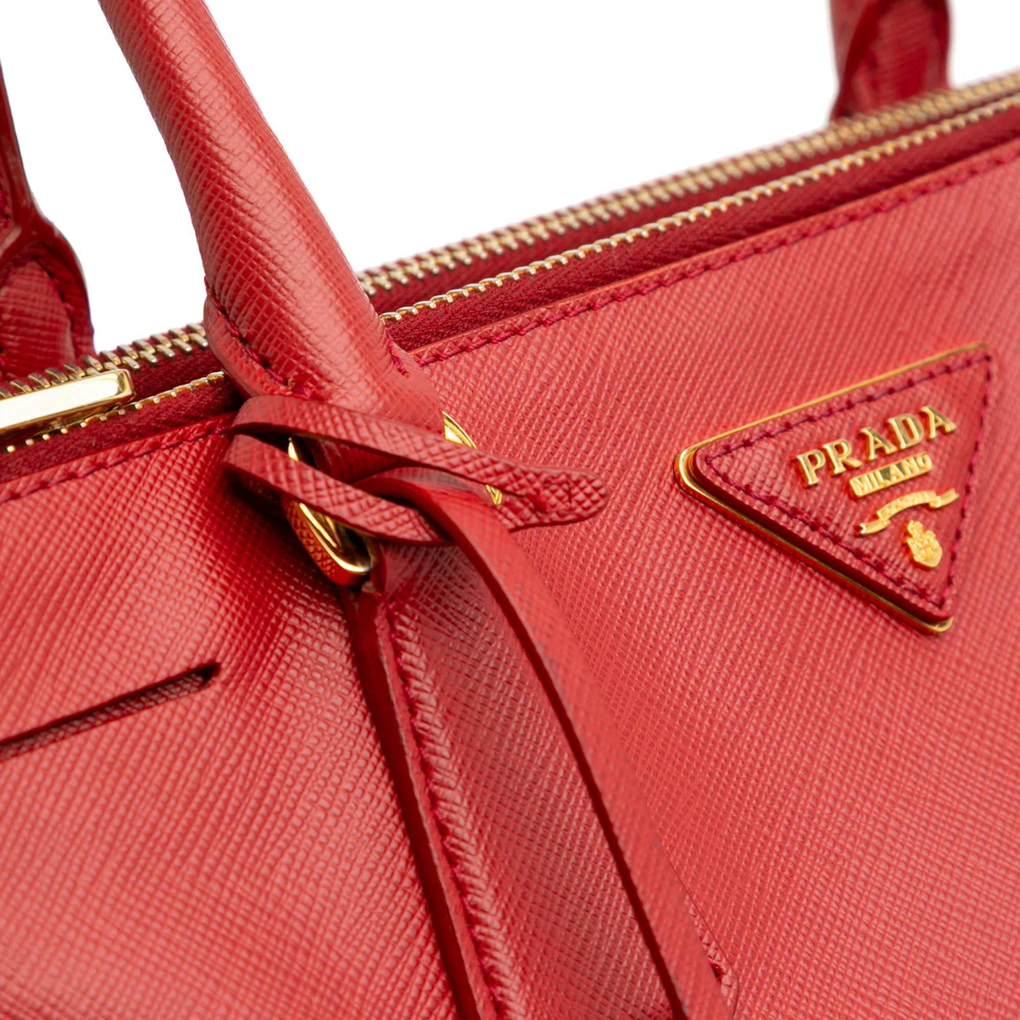 Small Saffiano Lux Galleria Double Zip Satchel