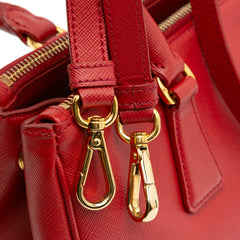 Small Saffiano Lux Galleria Double Zip Satchel