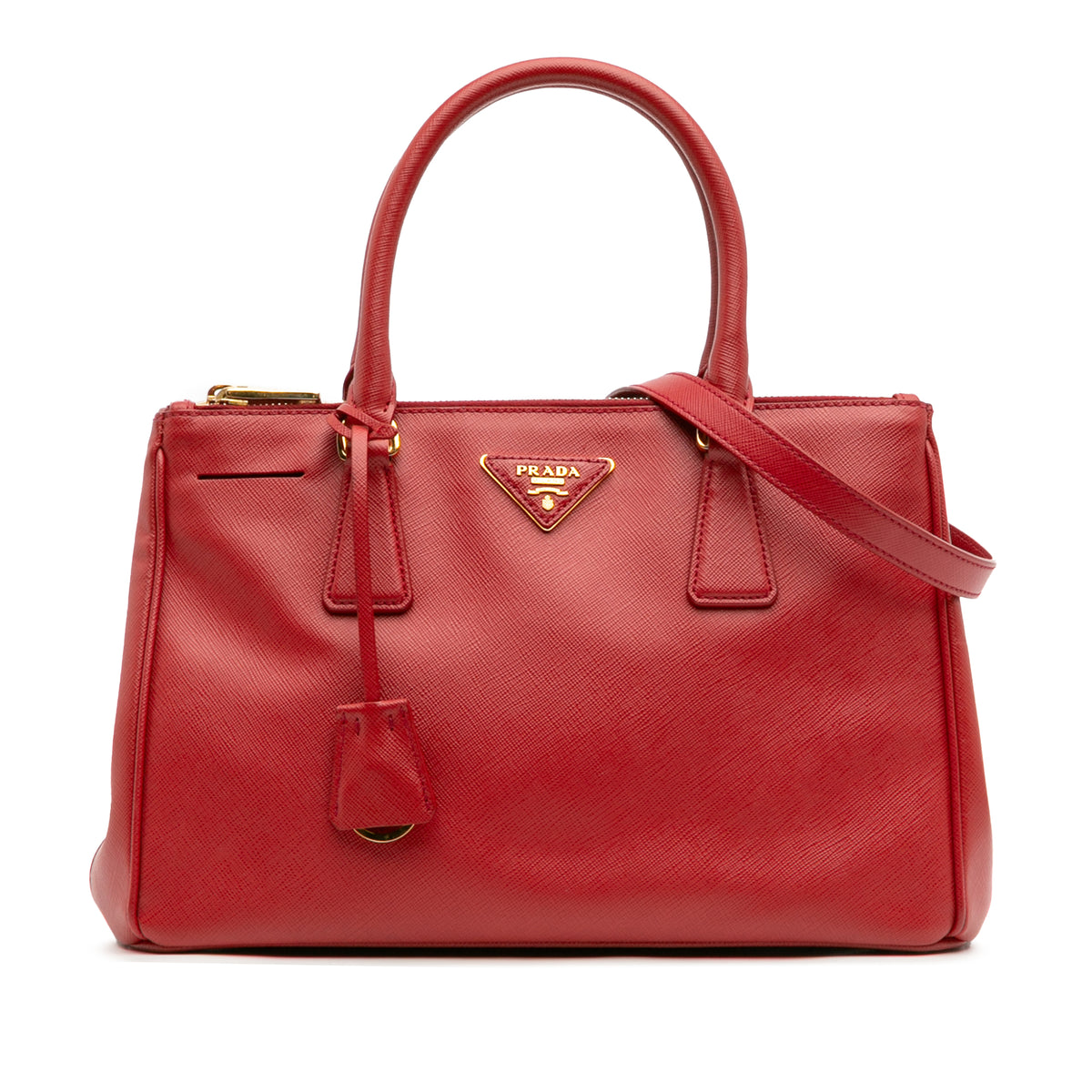 Small Saffiano Lux Galleria Double Zip Satchel