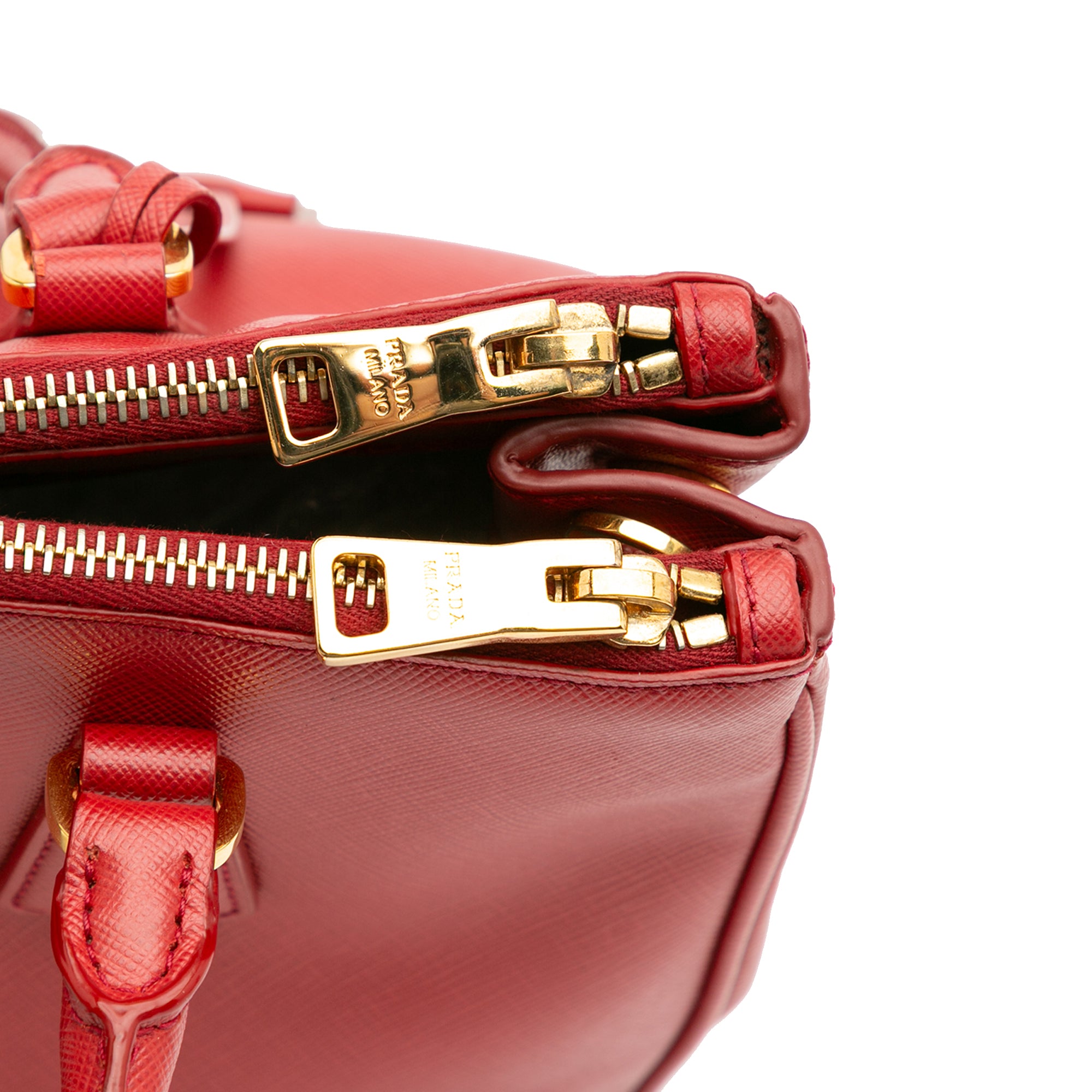 Small Saffiano Lux Galleria Double Zip Satchel