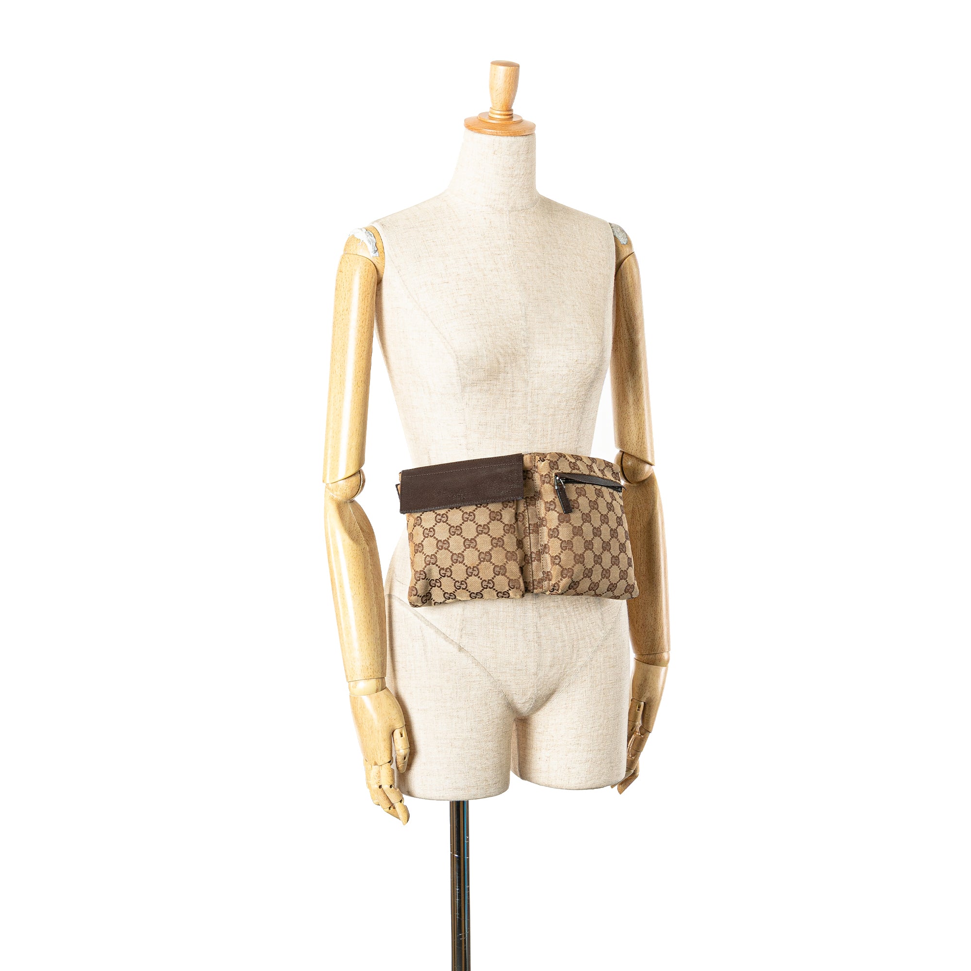 GG Canvas Double Pocket Belt Bag