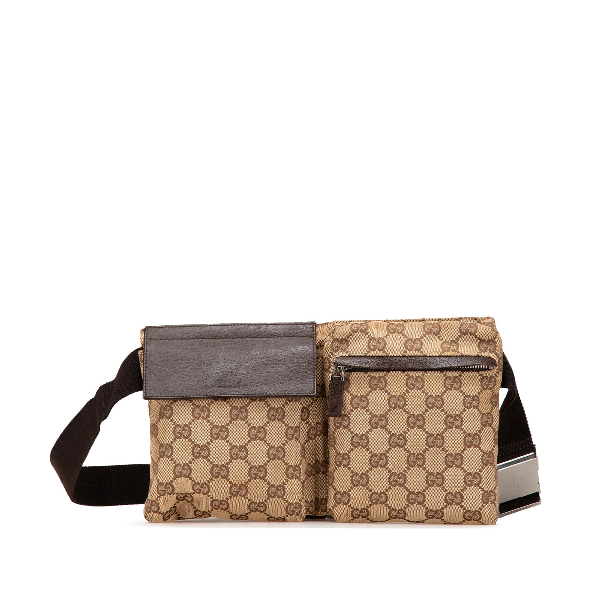 GG Canvas Double Pocket Belt Bag