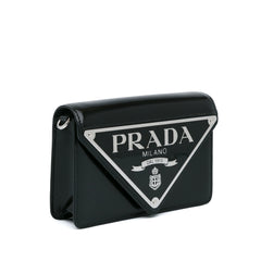 Spazzolato Triangle Logo Plate Flap Chain Crossbody