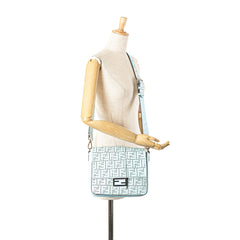 Medium Zucca Perforated Leather Baguette Messenger Bag