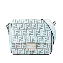 Medium Zucca Perforated Leather Baguette Messenger Bag