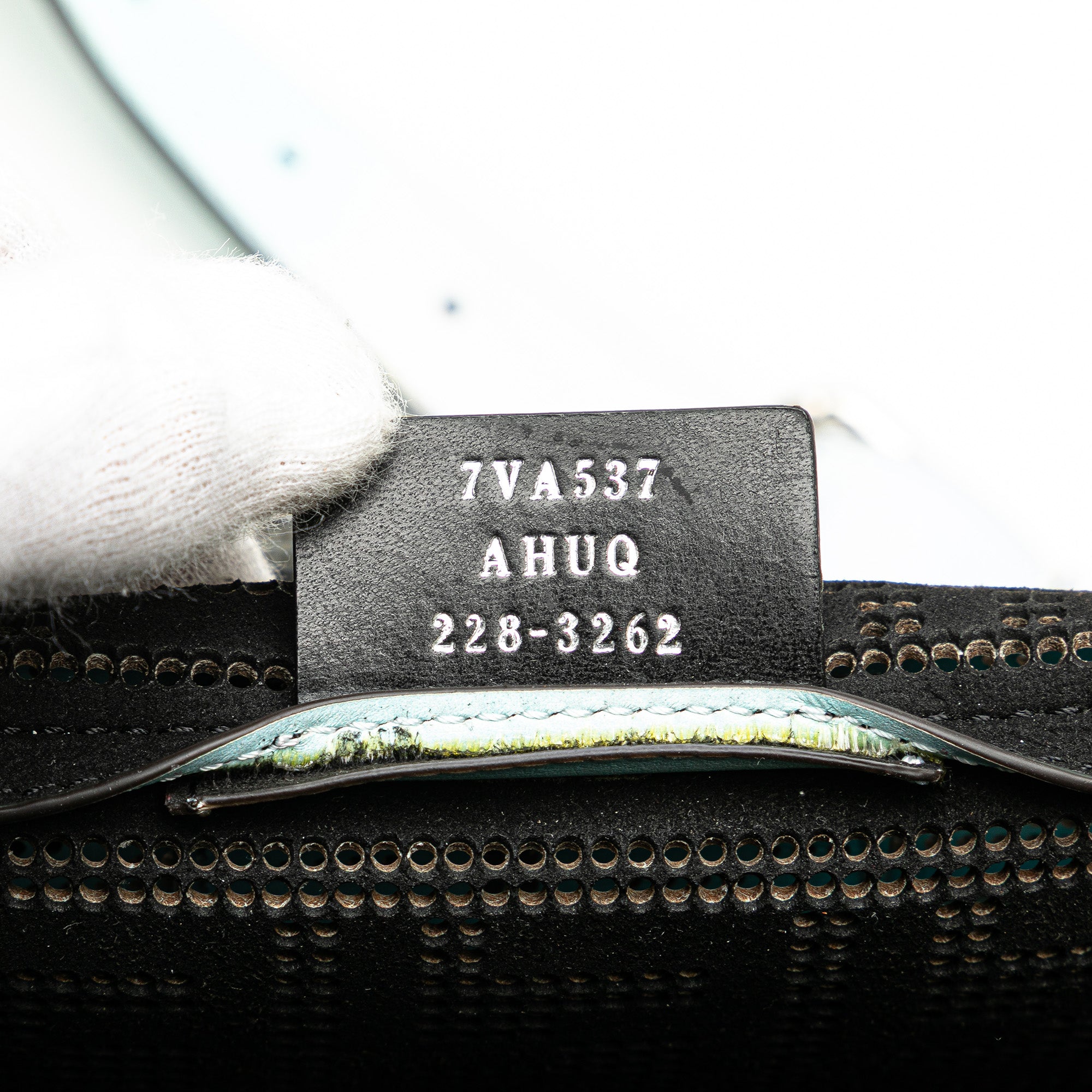 Medium Zucca Perforated Leather Baguette Messenger Bag