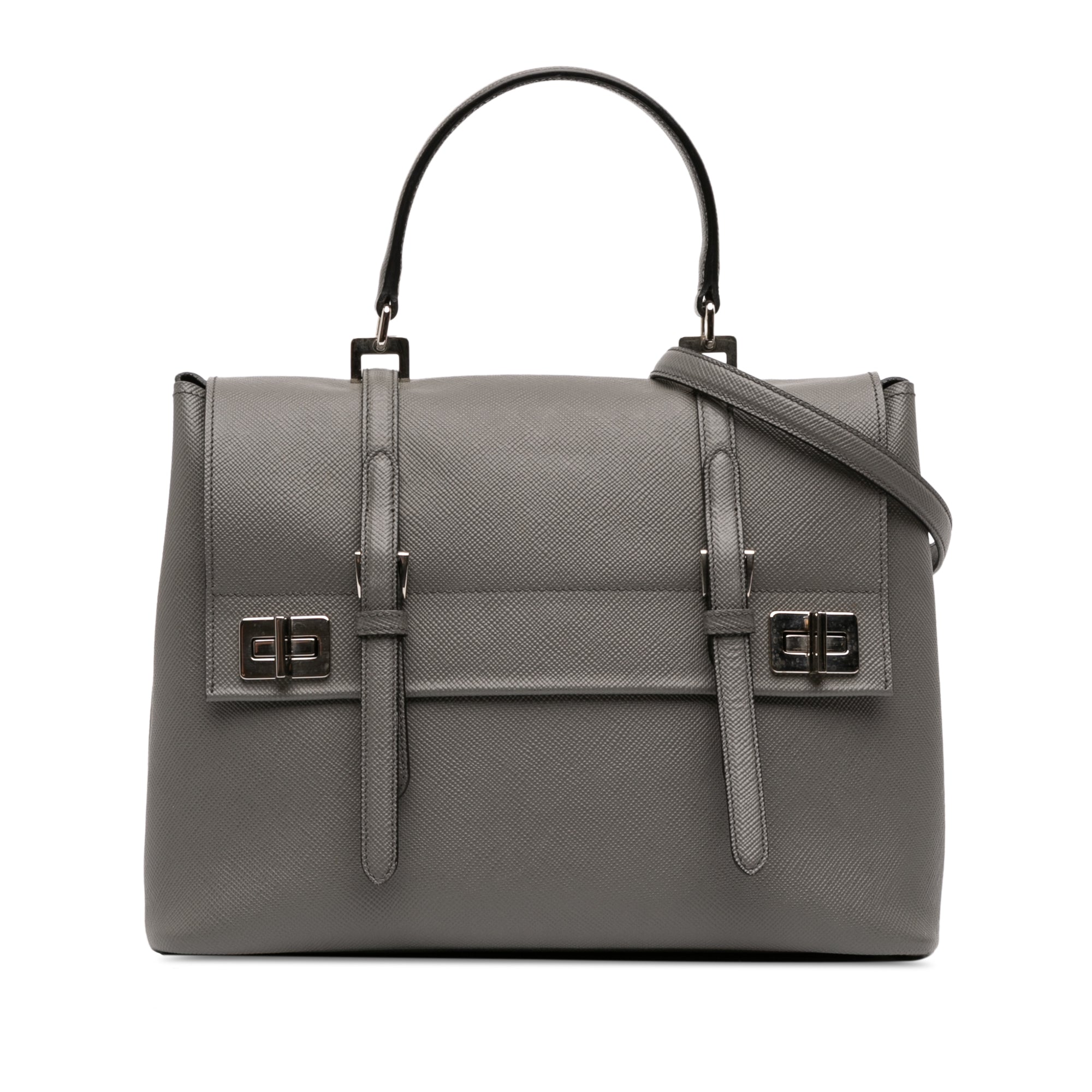 Saffiano Cuir Double Turnlock Satchel