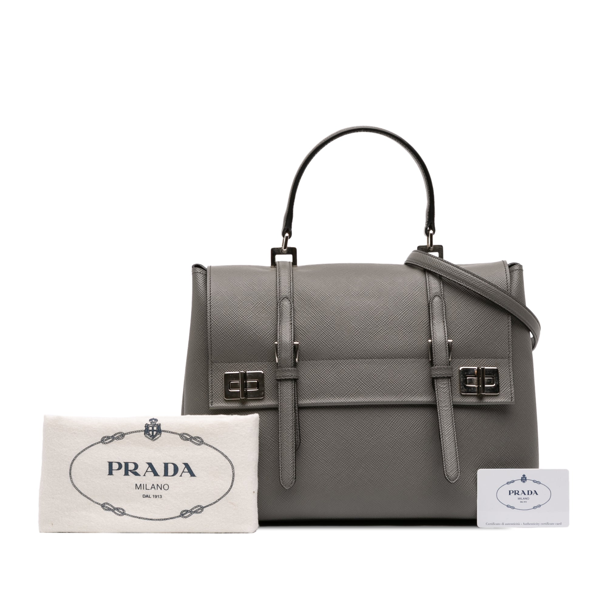 Saffiano Cuir Double Turnlock Satchel