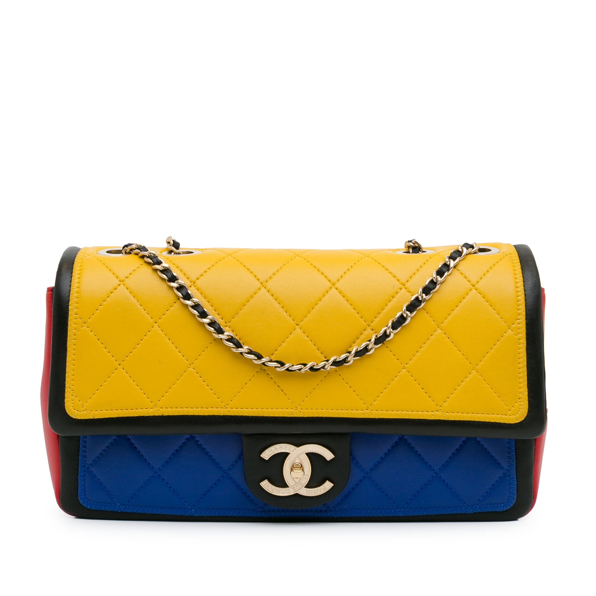 Medium Tricolor Lambskin Graphic Flap_0