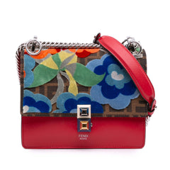 Small Velvet Embroidered Zucca Canvas and Leather Kan I Crossbody