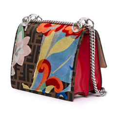 Small Velvet Embroidered Zucca Canvas and Leather Kan I Crossbody