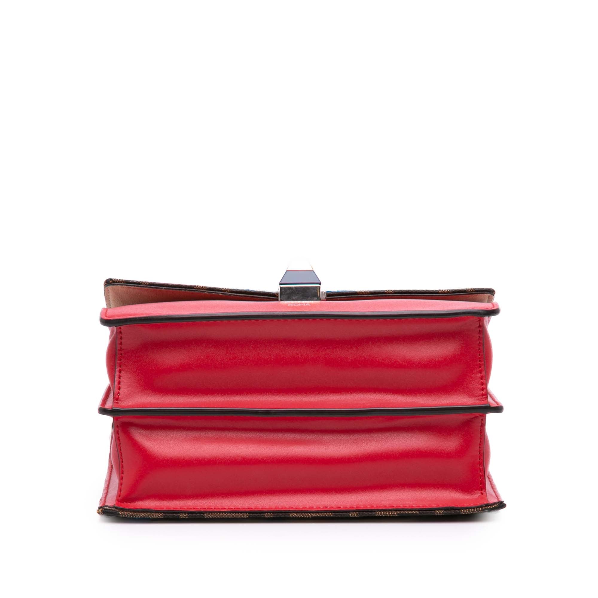 Small Velvet Embroidered Zucca Canvas and Leather Kan I Crossbody